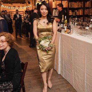 Stop Staring Gold wiggle dress